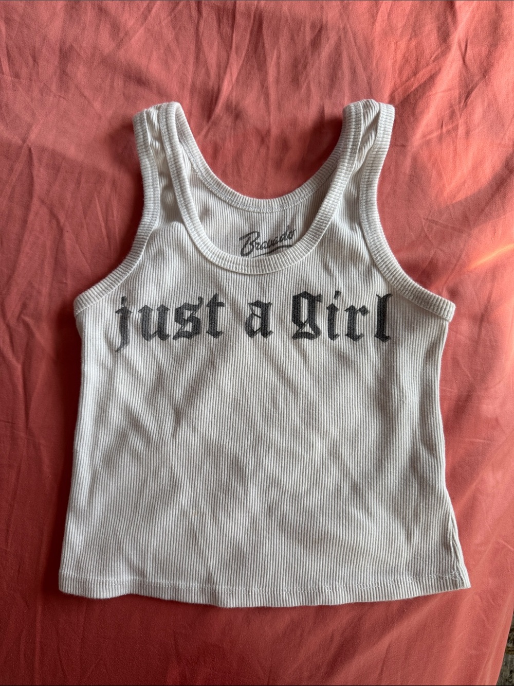 Bravado White Ribbed Tank with Black Script Logo